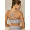 2023New Yoga Outfit Beautiful Strappy Workout Sports Bras Topps Women Naked-Feel Wireless Fitness vadderad Push Up Athletic Sport Bh Original