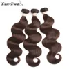 Ön renkli vücut dalgası saç örgü demetleri #2 #4 Brezilya İnsan Saç Uzantıları Açık Kahverengi Remy Toptan Moda