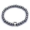 Strand Magnetic Bracelet For Women Men Beads Hematite Stone Therapy Health Care Magnet Heart Charm Fashion Jewelry