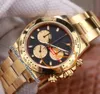 CF Clean Factory SA4130 Automatic Chronograph Mens Watch 1165 Yellow Gold Black Champagne Red Dial 904L Oystersteel Bracelet Super Edition Version Puretime SS15