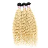 613 Ombre Honey Blonde Color Deep Wave 28 30 Inch 1 3 4 Bundle Deal Remy Brazilian Hair Weave Curly 100% Human Hair Extension