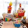 Autres fournitures de fête d'événement Grand anniversaire trois couches gâteau bougie rayure à pois feuille ballons po accessoires scène décoration 230818