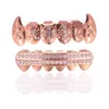 ヒップホップハロウィーンヴァンパイア歯ジルコン歯科牙歯包んだメンズゴールドグリル歯歯セットファッションジュエリー6 6トップボトムトゥースグリル1753