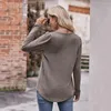 Women's Blouses Casual Lady Top losgesneden vrouwen Flowy Square Neck Fall T-shirt geplooide zoom zachte lange mouw voor dames