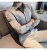 Casual shirts voor heren boetiek mode mode hoogwaardige solide kleur slanke lange mouwen shirt sociaal zakelijk kantoor mannelijke kleding