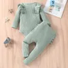 Clothing Sets 0-24M Infant Baby Girls Suit Spring Autumn Long Sleeve Solid Color Ruffled Romper Tops Pants