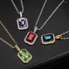 Pendant Necklaces Gold Plated Iced Out Pendants For Women Hip Hop Square Zircon Man Necklace Stainless Steel Chain Hippie Jewelry OS140