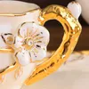 Kubki porcelanowe kubek kwiatowy i spodek latte Nordic Picie luksusowa kawa taza ceramica