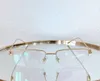 0071O Gold Eyewear Half Frames Optical Glasses Transparent Lens Eyewear Mens with Case