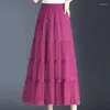 Skirts Three-layer Big Swing Gauze Skirt Women's Spring And Summer Solid Long A-line Pleated Cake