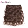 Pre-Colored Body Wave Hair Weave Bundles #2 #4 Brazilian Human Hair Extensions Light Brown Remy Wholesale for Fashion