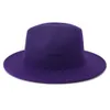 Wide Brim Purple pink Bottom Patchwork Church Derby Top Hat Panama Felt Fedoras Hat for Women Men artificial wool Jazz Cap 2023