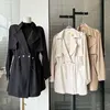 Trench feminina casacos y2k estilo vintage viajante de manga longa Casa