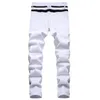 Jeans maschi jeans jeans uomini zipper hip hop slim fit white bike jeans elastic split pantaloni in denim cotone cotone jogging maschi abbigliamento maschio 230815