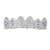 Hip Hop Vampire Teeth Love White Zircon Dental Teeth Grillz Men Kvinnor Guldgrillständer Set Fashion Jewelry Six 6 Top Bottom Tooth Grills 1757