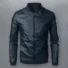 Men's Jackets Full Zipper Men Coat Faux Leather Biker Jacket Stylish Windproof Baseball With Stand Collar For Spring