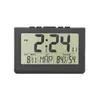 Relojes de pared LCD Despertador de escritorio eléctrico Blanco con calendario y temperatura digital Humedad Reloj moderno para el hogar y la oficina Dormitorio