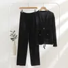 Women's Two Piece Pants Spring Autumn Knitted Suits Women Long Sleeve Sweater and Wide leg Pants Sets Outwear Loose Lace Up Cardigan Outfits Sets 2024