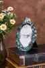 Frames European Style Creative Home Peacock Blue Oval 6-inch Metal Frame Diamond Inlaid Enamel Gift Wedding MF658