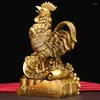 Decorative Figurines 17"Tibet Temple Collection Brass Zodiac Chicken Rooster Statue Auspicious Wangcai Gather Wealth Ornaments Town House