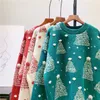 Women's Sweaters 2023 Autumn And Winter Christmas Tree Jacquard Warm Sweater Loose Knit Top