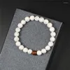 Strand högkvalitativ naturstenarmband Paravstånd Pärlor Black Lava Rock White Stretch Charm Armband Men smycken