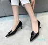 Luksusowe cienkie obcasy Formalne buty Projektant mody spiczasty palca czarno -biały zielony profesjonalny złoty różowy dekoracyjny kołnierz guma