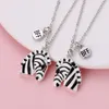 Chains Lovecryst 2Pcs/set Enamel Cute Zebra Animals Pendant Friend Necklace For Girls BFF Friendship Jewelry Gift