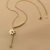 Colares pendentes fofos flash flash flor aço inoxidável ouro banhado longo drop margarida colar de mulheres acessórios de moda de presente