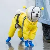 Dog Apparel Little Bee Teddy Clothes Four Legged All Inclusive Raincoat For Small And Medium Sized Dogs Summer Walking Waterproof