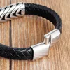 Bedelarmbanden handgemaakte mannen lederen trendy armbanden magnetische clasp cowhide gevlochten multi-lay wrap armband sieraden cadeau