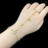 Charm Armbänder Korean Trend Shell Star Pentagramm Armband mit Ring Vintage Gold Farbe Rücken Hand für Juwelierzubehör für Frauen