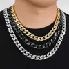 12mm 16-24-Zoll-Goldplattless-Stahl Bling Cz Cuban Kette Halskette 7/8/9-Zoll-Armband für Männer Frauen Mode Schmuck Geschenk