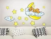 Muurstickers creatieve cartoon sticker schattige beer met wolken maan sterren diy posters voor kinderen slaapkamer huisdecoratie