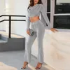 Dames tweedelige broek Vrouwen Zet Bling met lange mouwen geplooide bovenste hoge taille broekpak glanzende comfortabele casual solide kleur esthetisch avondje uit