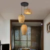 Chandeliers Handmade Natural Rattan LED Bamboo Lantern Pendant Lights Wicker Hand-Woven Lampshades E27 Bulb Hanging Light
