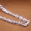 Chaînes véritable chaîne en argent Sterling 925 femmes hommes 6mm carré câble lien collier 22 pouces fermoir mousqueton/62-65gg