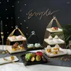 Bakeware Tools 2/3 Tier Wrought Iron Ceramics Cake Stand Dessert Display Wedding Decoration Birthday Tray Pastry Fruit Trays
