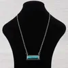 Collane a ciondolo Western Bohemian Cowgirl Turquoise Rectangle Bar Collana Lunghezza regolabile Gioielli Long CHOKER LINK CATENA Lagenlook 20 "