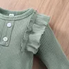 Clothing Sets 0-24M Infant Baby Girls Suit Spring Autumn Long Sleeve Solid Color Ruffled Romper Tops Pants