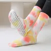 Chaussettes Athlétiques 1 Paire Femmes Pilates Tie-Dye Antidérapant Respirant Coton Yoga Sports Fitness Formation Et Exercice Grip Sol