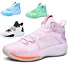 Chaussures de basket-ball pour hommes et femmes High Top Youth Professional Sports Trainers Couple Casual Sneakers Rose Vert Bleu Blanc