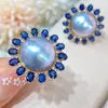 Cluster Rings XX2023 Fine Pearl Ring Jewelry 925 Sterling Silver Natural Fresh Water 14-15mm Blue Pearls For Women