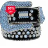 2Designer Luxury Bb Belt Simon Ceintures pour Hommes Femmes Ceinture en diamant brillant Noir sur Noir Bleu blanc multicolore avec strass bling annonce