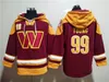 Washington''Commanders''Men 11 Carson Wentz 17 Terry McLaurin 99 Chase Young 21 Sean Taylor Custom Burgundy Lace-Up Pullover Hoodie