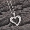 Pendant Necklaces Copper Inset Zircon Arc Hollowed Out Love Heart Fashion Men Women Necklace Hip Hop Ins Simple Personality Box Chain