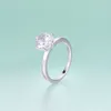 Cluster Rings GEM'S BEAUTY White Zircon 925 Sterling Silver Round Cut Handmade Romantic Engagement Gift For Women Girl