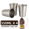 Tumblers Outdoor 304 roestvrijstalen beker set grote camping picknick wandel draagbaar bier koffie thee likeur bar home