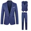 Men's Suits Men Dress 3 Pieces Suit Solid Color Fashion Casual Up Pants Jacket Undershirt Three Piece Set