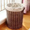 Paniers de rangement tissés en saule grand panier à vêtements avec couvercle vêtements sales jouet blanchisserie